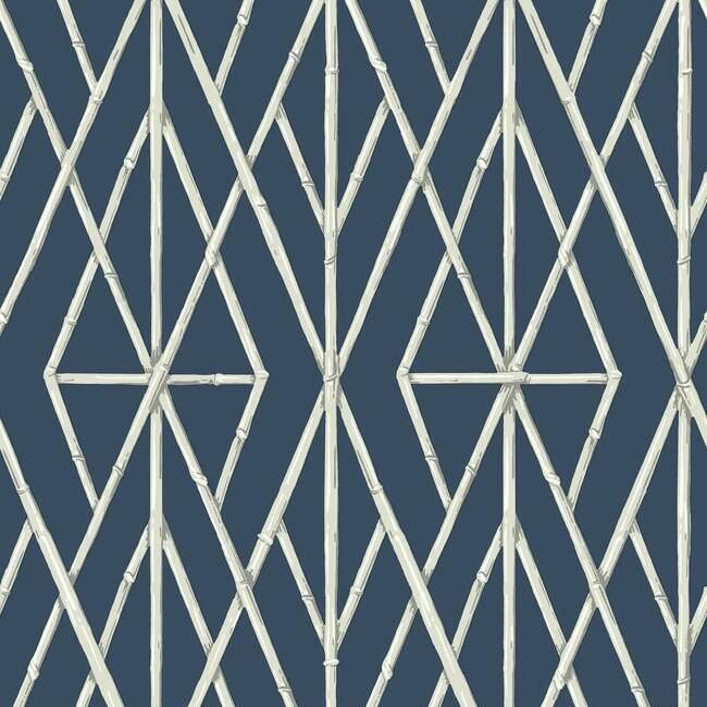 media image for Riviera Bamboo Trellis Wallpaper in Navy from the Water& 299