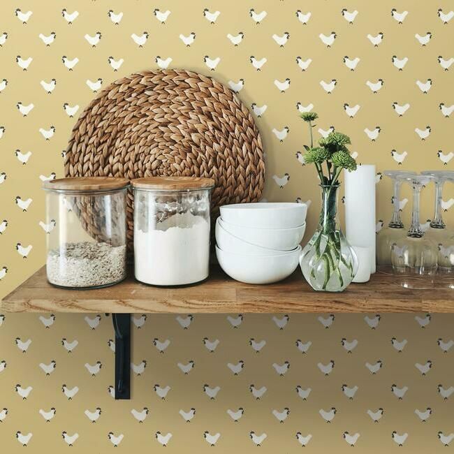 media image for Roost Wallpaper in Yellow from the Simply Farmhouse Collection by York Wallcoverings 256