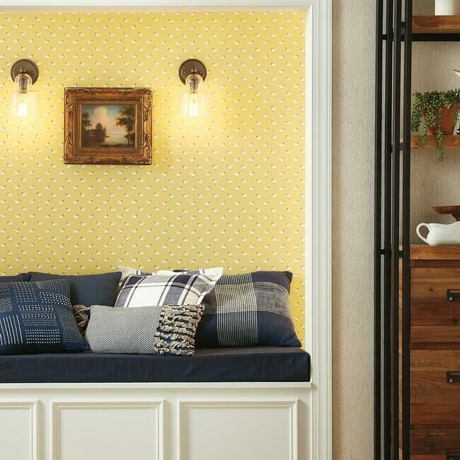 media image for Roost Wallpaper in Yellow from the Simply Farmhouse Collection by York Wallcoverings 220