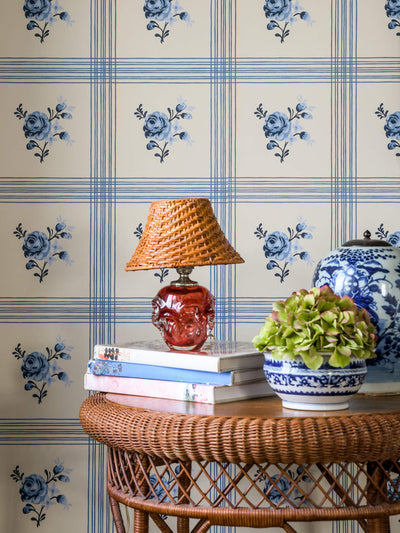 product image for Rose Wallpaper in  Delft Blue 9