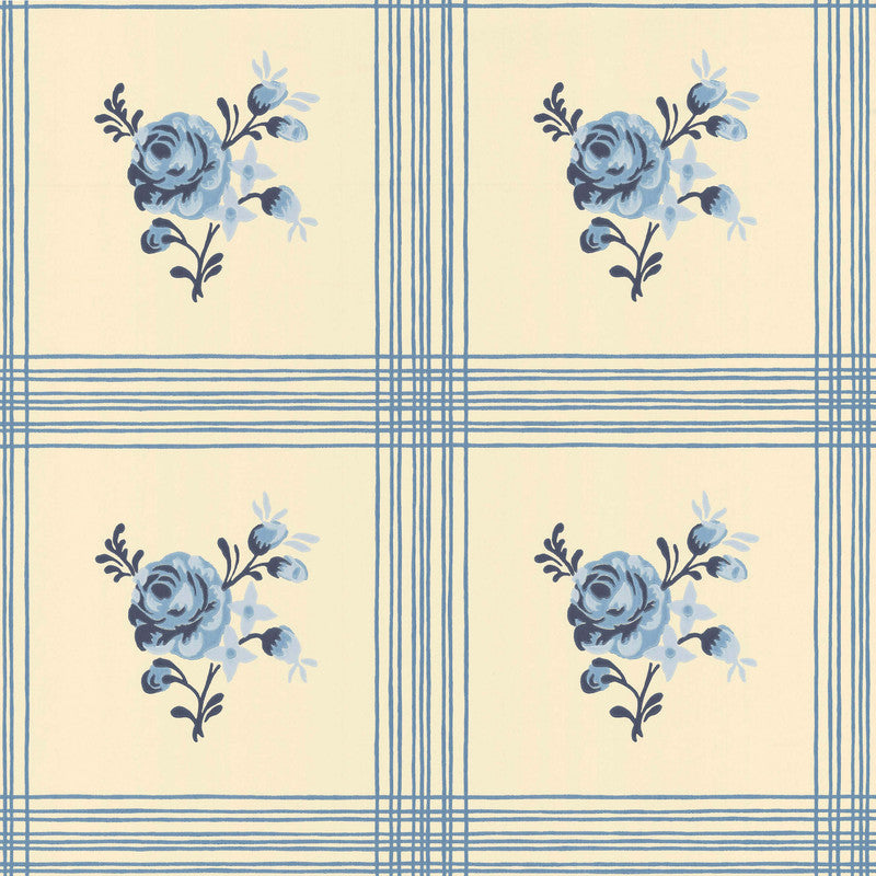 media image for Rose Wallpaper in  Delft Blue 296