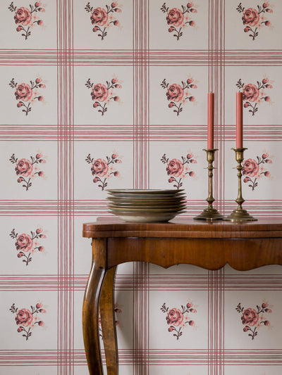product image for Rose Wallpaper in Faded Red 44