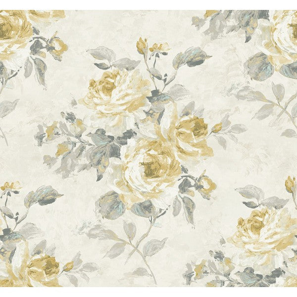 media image for Rose Bouquet Wallpaper in Grey and Gold from the French Impressionist Collection by Seabrook Wallcoverings 243