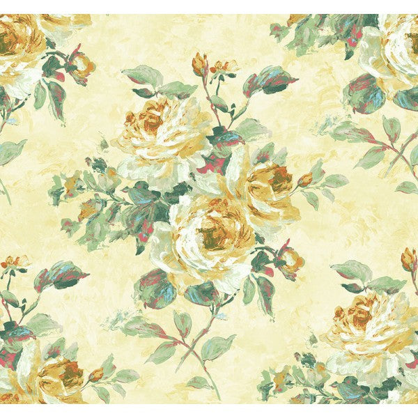 media image for Rose Bouquet Wallpaper in Yellow and Gold from the French Impressionist Collection by Seabrook Wallcoverings 243