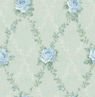 product image of Rose Lattice Wallpaper in Grasslands from the Spring Garden Collection by Wallquest 53