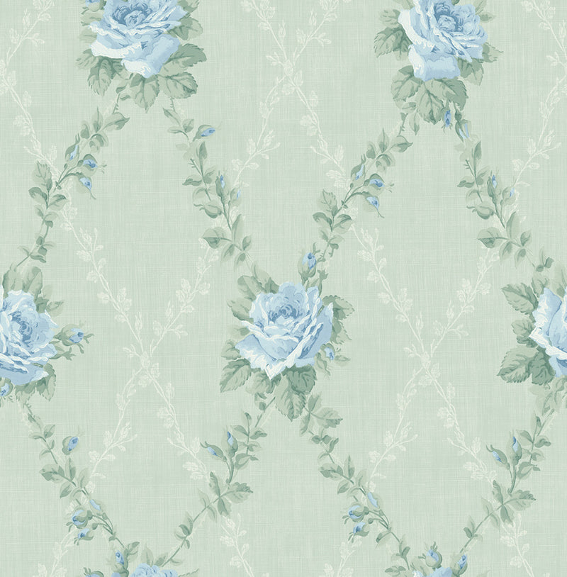 media image for Rose Lattice Wallpaper in Grasslands from the Spring Garden Collection by Wallquest 291