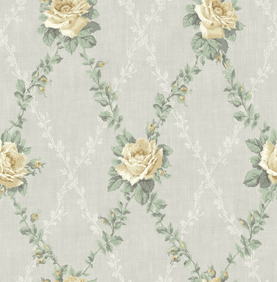product image of Rose Lattice Wallpaper in Sunshine from the Spring Garden Collection by Wallquest 513