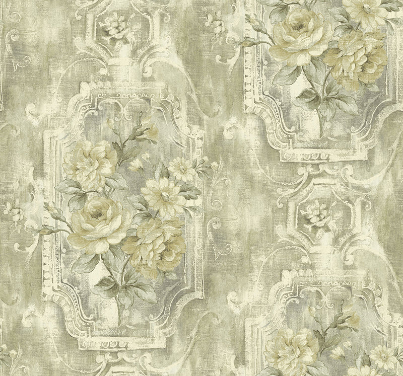 media image for sample rose panel wallpaper in distressed linen from the nouveau collection by wallquest 1 230