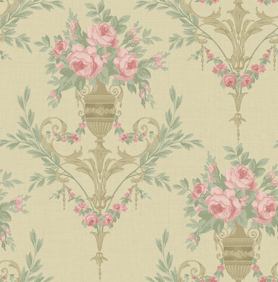 product image for Rose Urn Wallpaper in Bronze and Beige from the Watercolor Florals Collection by Mayflower Wallpaper 52