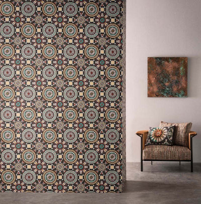 product image for Rosetta Wallpaper in Charcoal and Mint from the Folium Collection by Osborne & Little 50