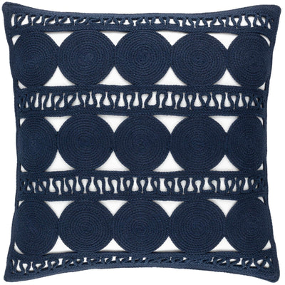 product image for round turn navy indoor outdoor decorative pillow by annie selke fr710 pil20kit 1 28