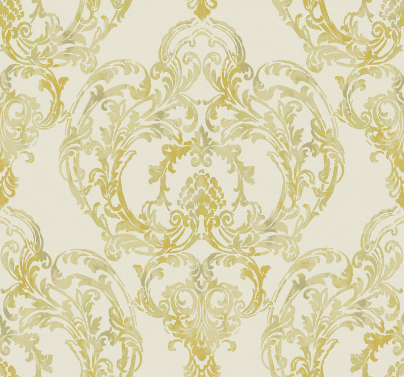 media image for Roxen Wallpaper in Ivory and Gold from the Lugano Collection by Seabrook Wallcoverings 292