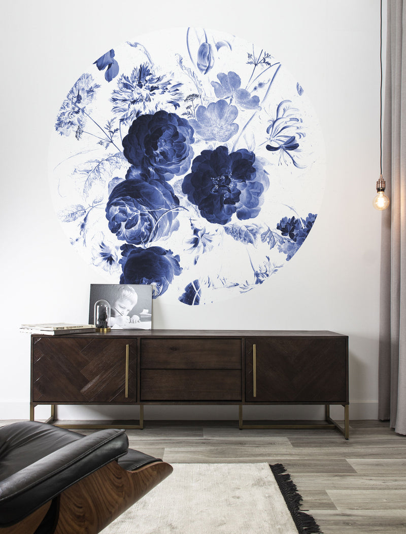 media image for Royal Blue Flowers 001 Wallpaper Circle by KEK Amsterdam 275
