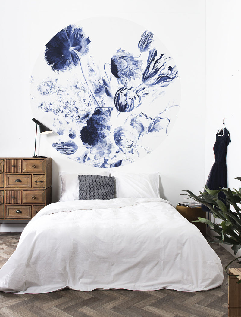 media image for Royal Blue Flowers 002 Wallpaper Circle by KEK Amsterdam 244