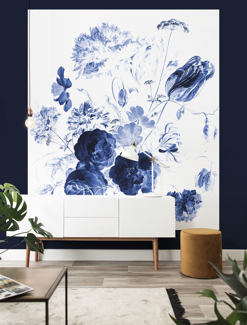 media image for Royal Blue Flowers 044 Wallpaper Panel XL by KEK Amsterdam 291