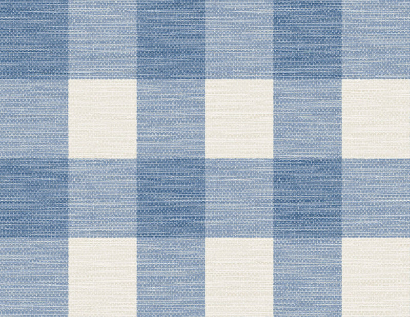 media image for Rugby Gingham Wallpaper in Coastal Blue and Ivory from the Luxe Retreat Collection by Seabrook Wallcoverings 242