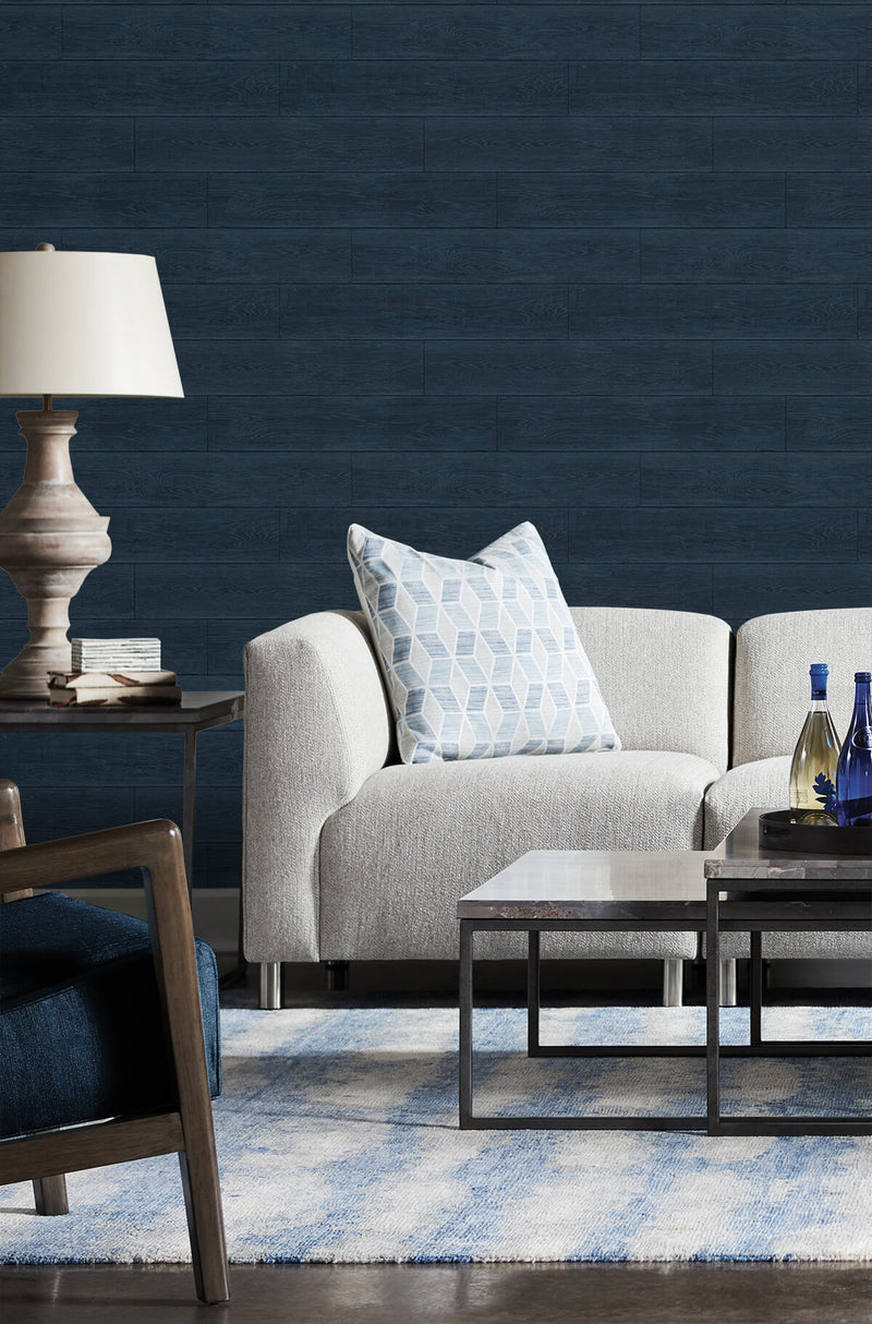 media image for Rustic Shiplap Peel-and-Stick Wallpaper in Denim Blue from the Luxe Haven Collection by Lillian August 237