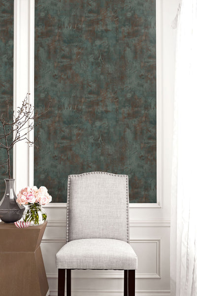 product image for rustic stucco faux wallpaper in rust and forest green from the living with art collection by seabrook wallcoverings 2 14
