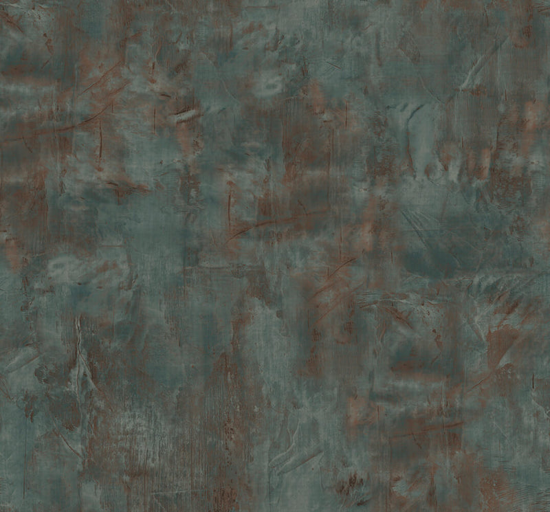 media image for rustic stucco faux wallpaper in rust and forest green from the living with art collection by seabrook wallcoverings 1 258