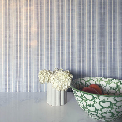 product image for Ribbon Stripe Silk Wallpaper in Ash Blue 18