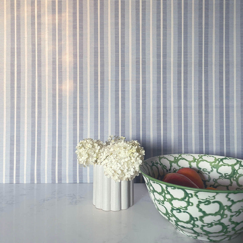 media image for Ribbon Stripe Silk Wallpaper in Ash Blue 221