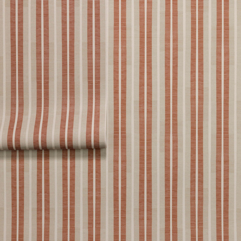 media image for Ribbon Stripe Silk Wallpaper in Persimmon 230