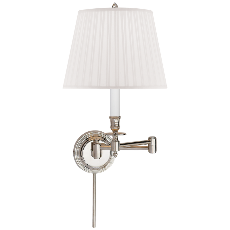 media image for products candlestick swing arm in polished nickel with silk shade 1 288