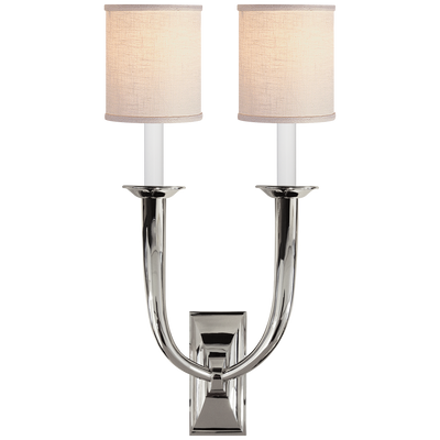 product image for French Deco Horn Double Sconce with Linen Shades by Studio VC 25