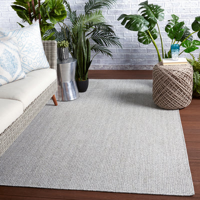 product image for Maracay Indoor/Outdoor Solid Light Grey & White Rug by Jaipur Living 80