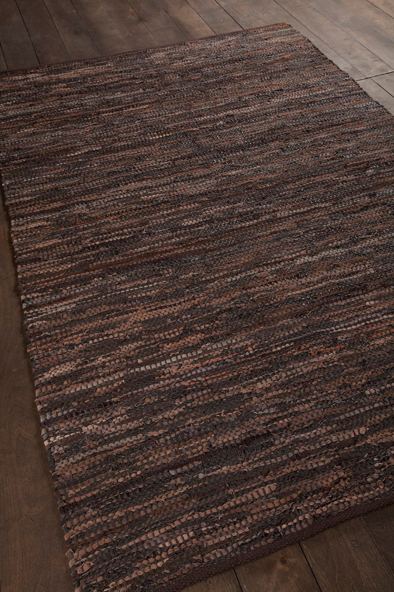 media image for saket brown hand woven reversible leather rug by chandra rugs sak3704 23 4 250