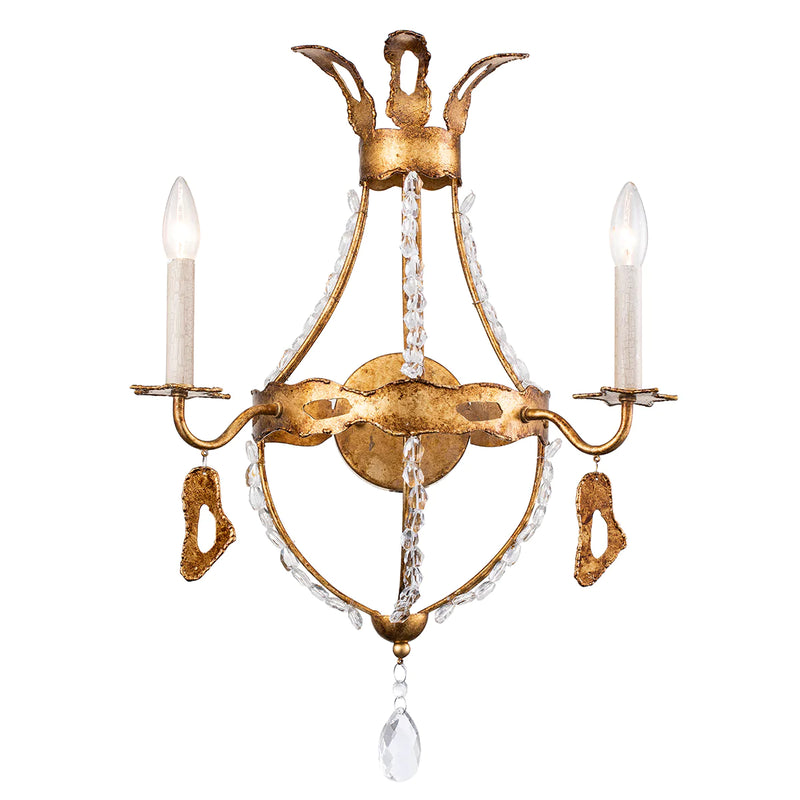 media image for monteleone 2 light sconce in gold leaf with crystal beading by lucas mckearn sc1036 2 1 230