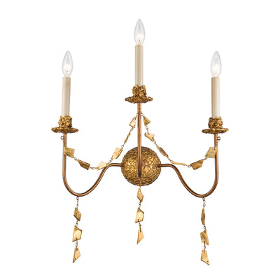 product image of mosaic 3 light flambeau inspired wall sconce in antique gold by lucas mckearn sc1158 3 1 528