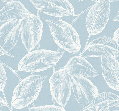 product image for Beckett Sketched Leaves Wallpaper in Baby Blue 10