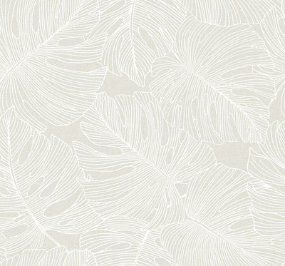 product image for Tarra Monstera Leaf Wallpaper in White Sand 80