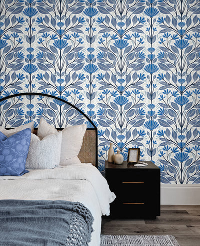 product image for Carmela Folk Floral Wallpaper in True Blue 58