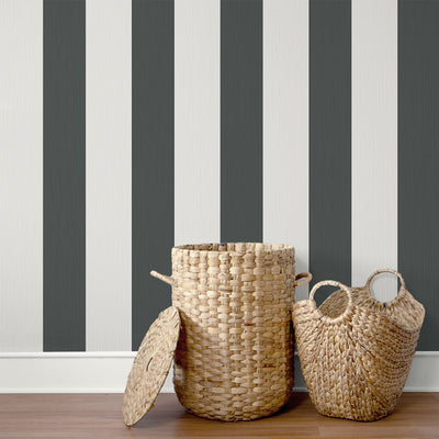 product image for Dylan Striped Stringcloth Wallpaper in Deep Grey 20