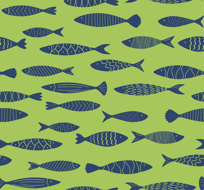 product image of Bay Fish Wallpaper in Buckingham Green 523