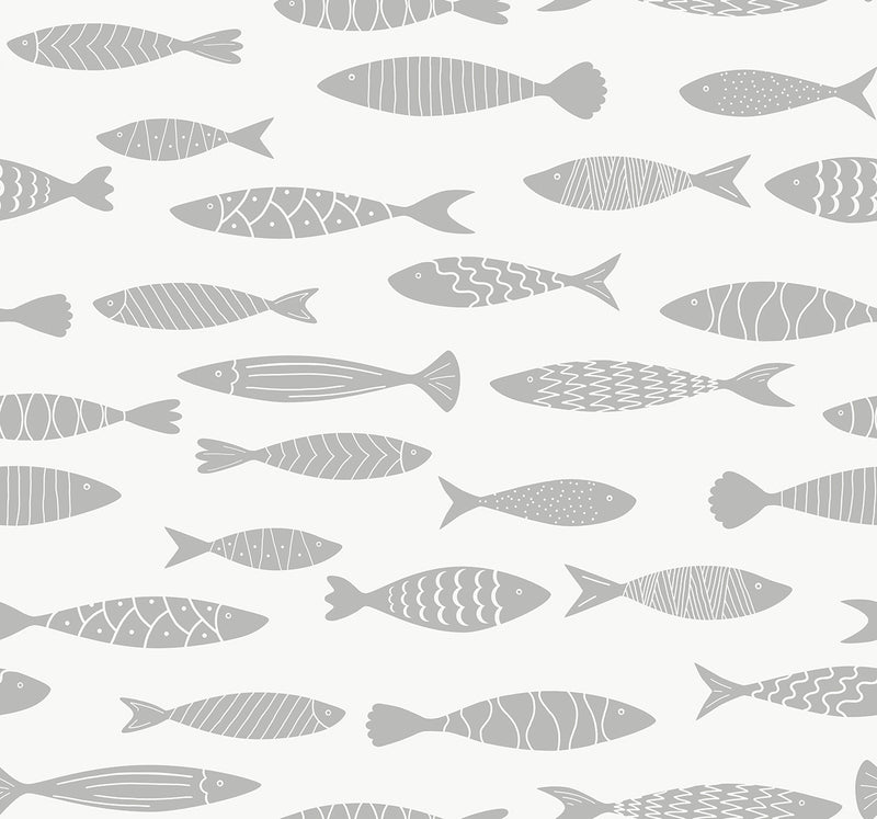 media image for Bay Fish Wallpaper in Silver Sea 291