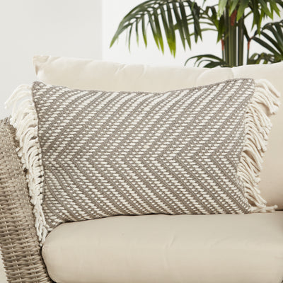 product image for Settia Odessa Indoor/Outdoor Gray & Ivory Pillow 4 81