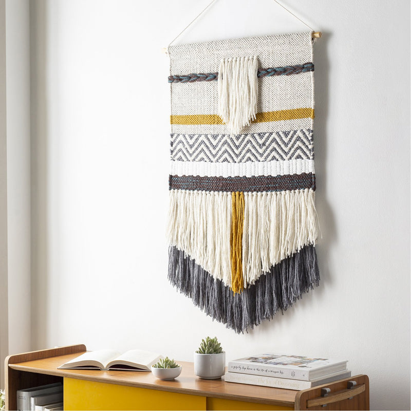 media image for Saiful SFU-1001 Hand Woven Wall Hanging in Charcoal & Beige by Surya 247