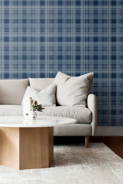 product image for Rad Plaid Peel-and-Stick Wallpaper in Denim Blue by Stacy Garcia for NextWall 68
