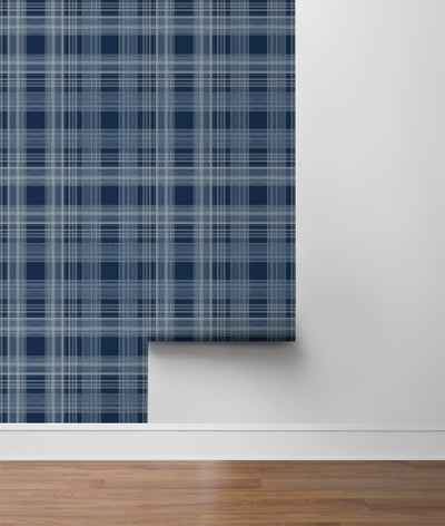 product image for Rad Plaid Peel-and-Stick Wallpaper in Denim Blue by Stacy Garcia for NextWall 82