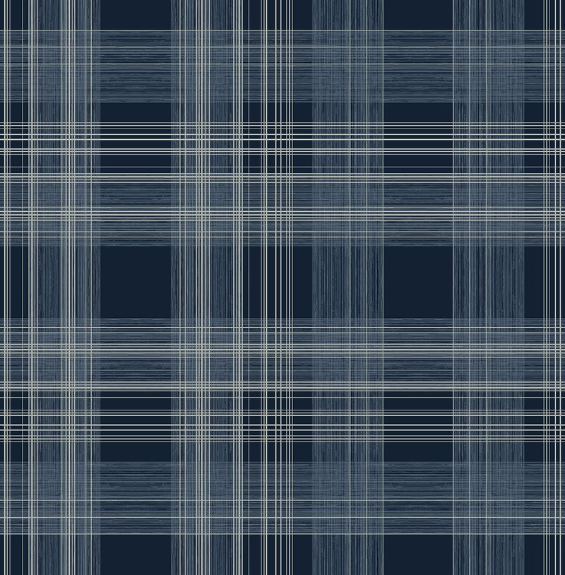 media image for Rad Plaid Peel-and-Stick Wallpaper in Denim Blue by Stacy Garcia for NextWall 244