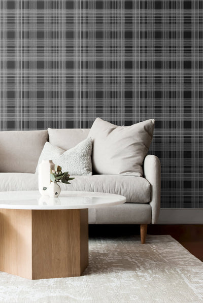 product image for Rad Plaid Peel-and-Stick Wallpaper in Onyx by Stacy Garcia for NextWall 37
