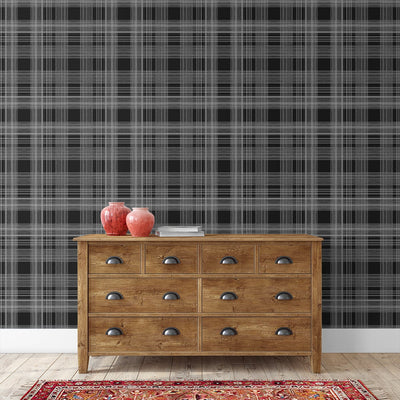 product image for Rad Plaid Peel-and-Stick Wallpaper in Onyx by Stacy Garcia for NextWall 39