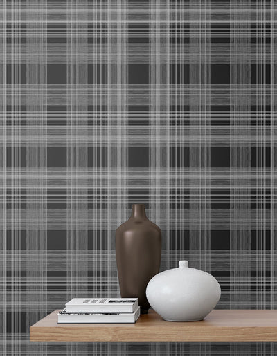 product image for Rad Plaid Peel-and-Stick Wallpaper in Onyx by Stacy Garcia for NextWall 32