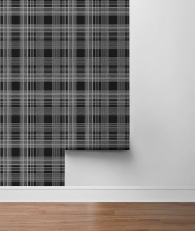 product image for rad plaid peel and stick wallpaper in onyx by stacy garcia for nextwall 6 9