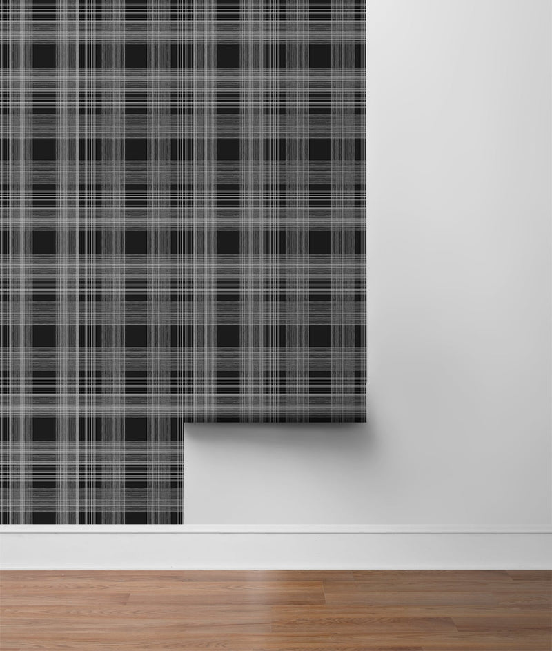media image for rad plaid peel and stick wallpaper in onyx by stacy garcia for nextwall 6 284