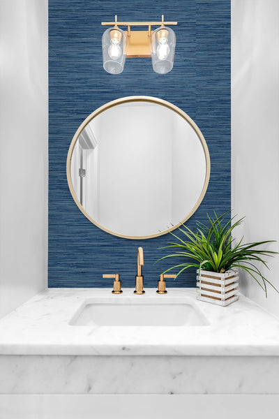 product image for Grasscloth Peel-and-Stick Wallpaper in Marine Blue by Stacy Garcia for NextWall 43