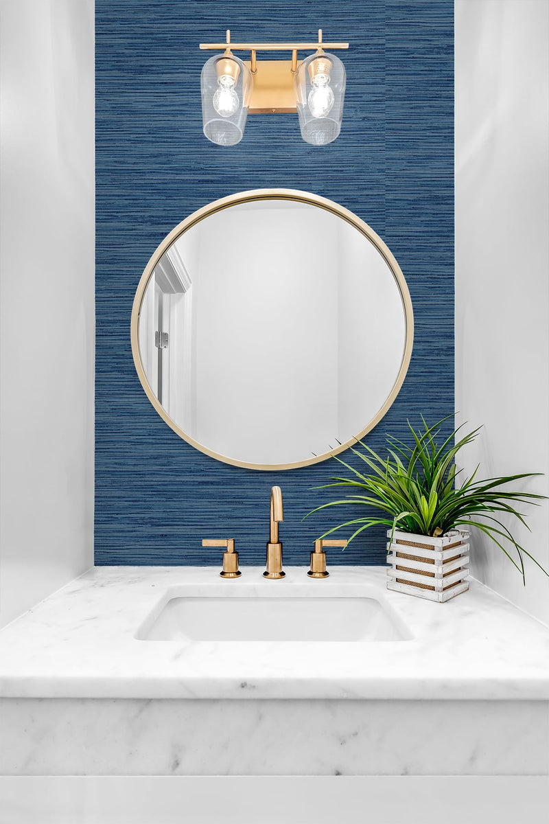 media image for Grasscloth Peel-and-Stick Wallpaper in Marine Blue by Stacy Garcia for NextWall 275